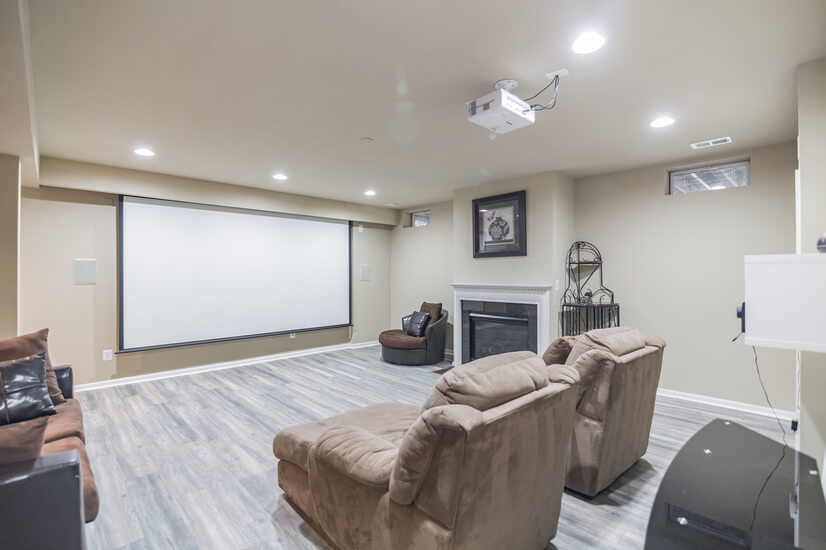 Basement with theater room