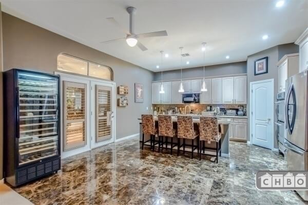 kitchen with wine cooler