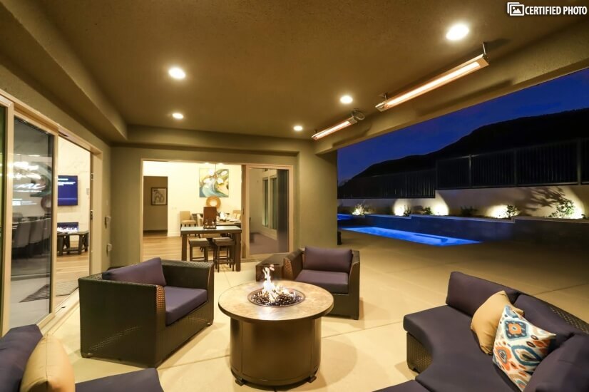 Ample Circular Seating with Firepit and Ceili