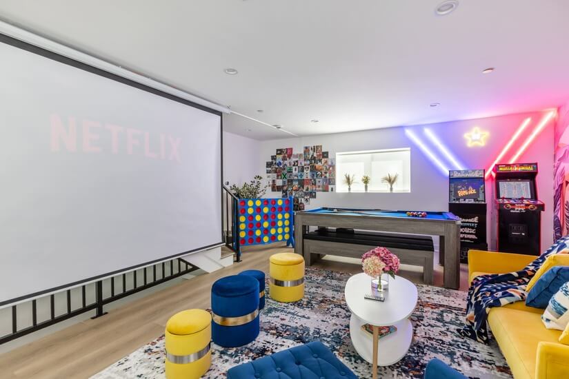 Enjoy nice movie on projector screen