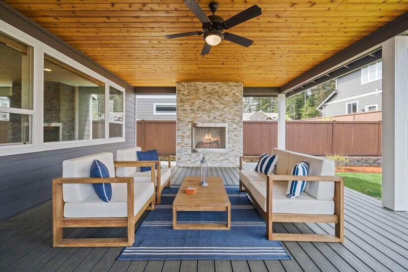 Cozy outdoor fireplace