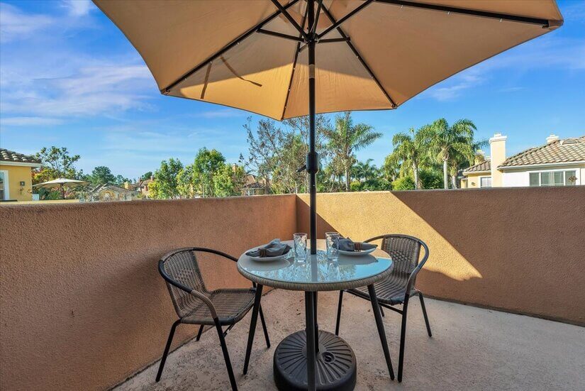 Outdoor table in the private balcony