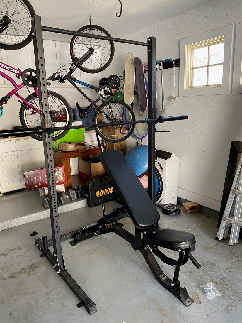 Fitness equipment & cold plunge in garage