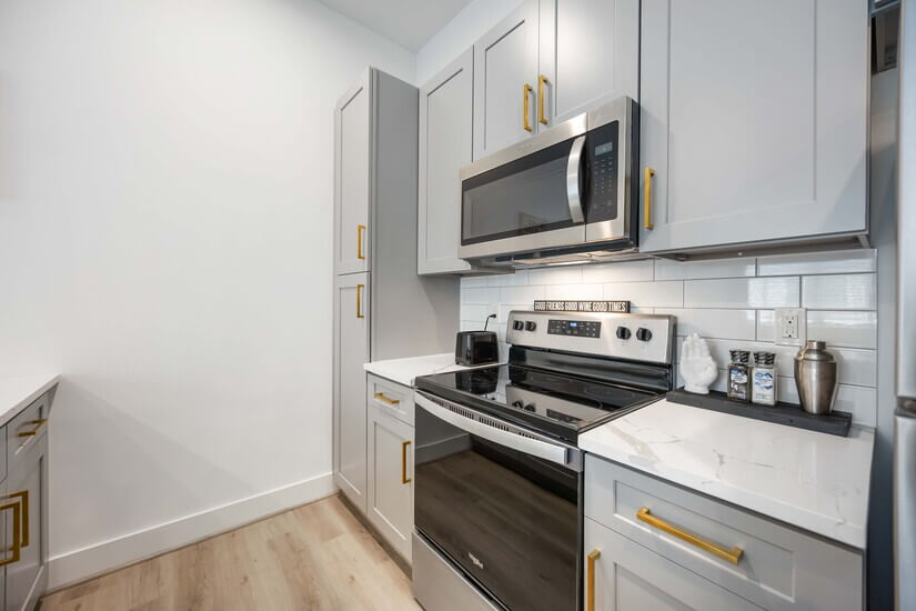 Fully furnished kitchen with new appliances