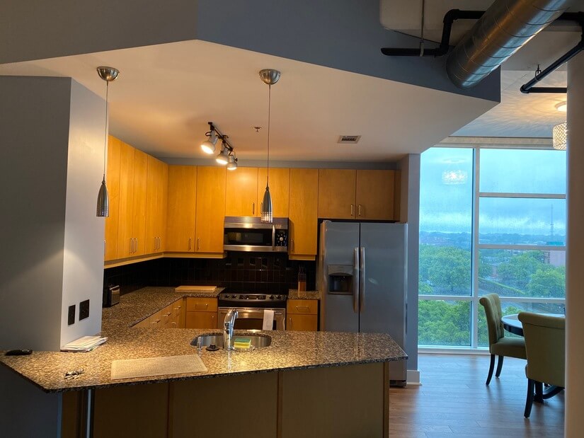 Granite countertops, SS appliances