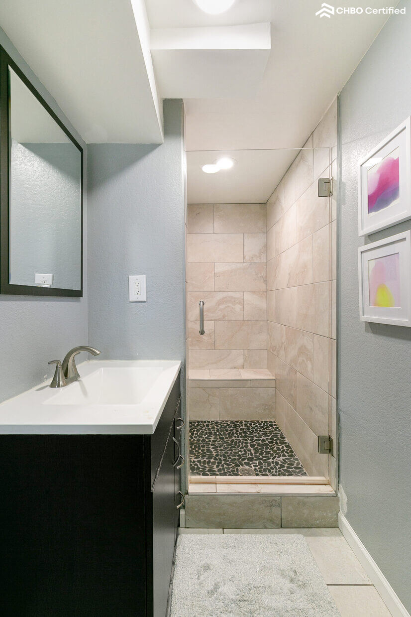 Bathroom number 3 in bedroom 3 with spacious walk in shower