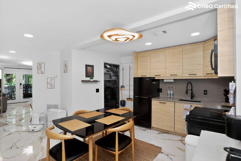 Kitchen overview w/ utility room view