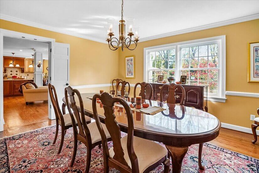 Formal dining room with seating for 8