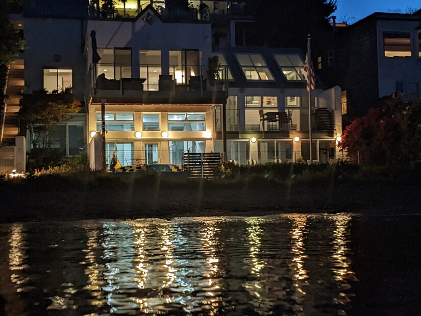 Night view of house from water