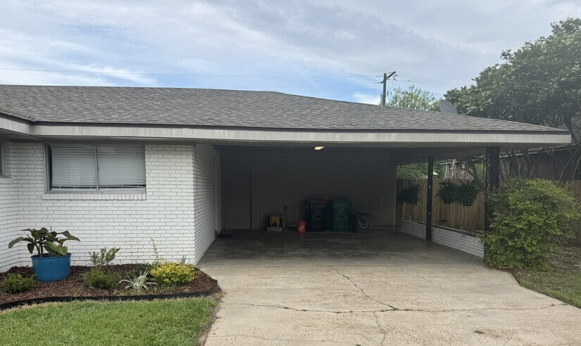 Double carport & long driveway