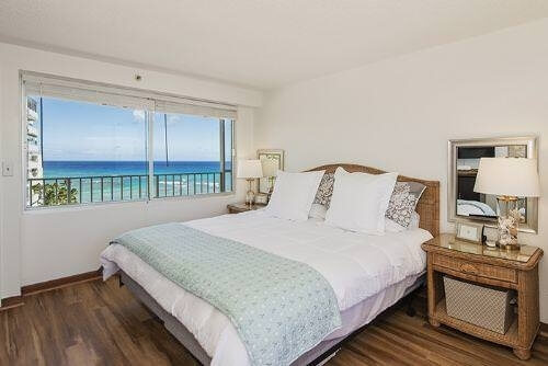 King bed with ocean view