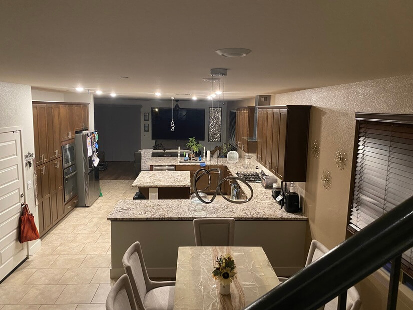 View looking down from stairs