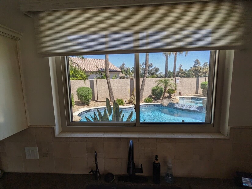 Kitchen view of pool