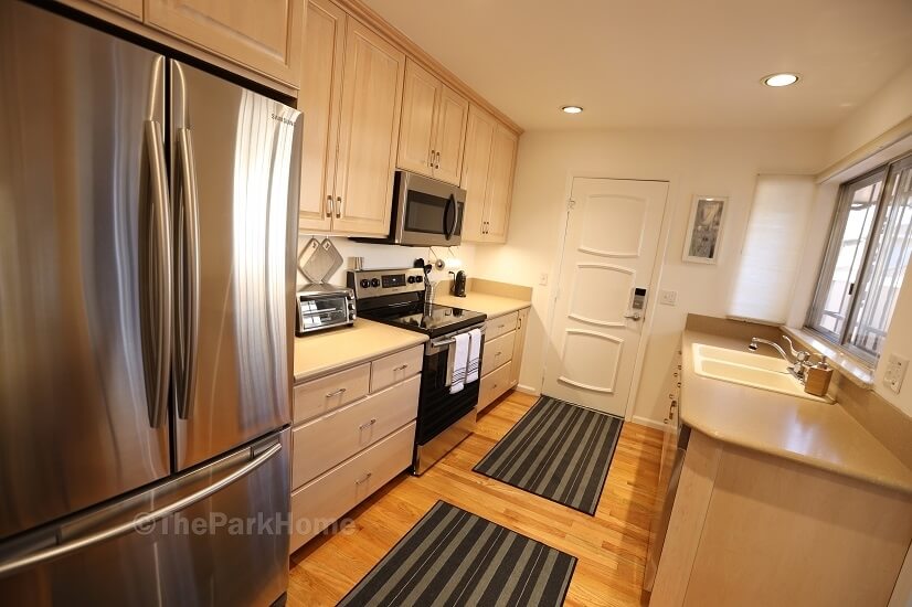 Spacious, modern, fully equipped kitchen.  Garage entry.