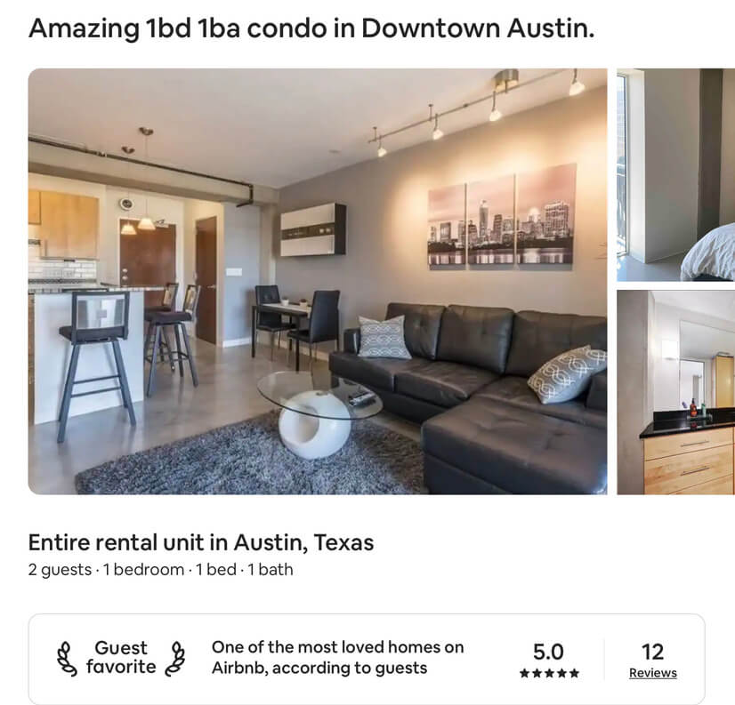 Well reviewed space on Airbnb