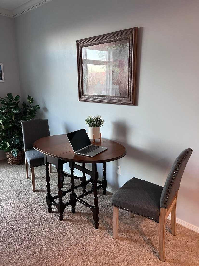 Work space in living room
