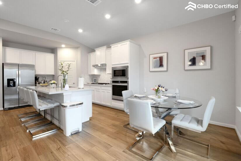 Bright dining nook and bar for casual meals or coffee breaks