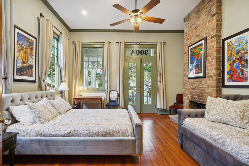 First floor queen bedroom with daybed & desk