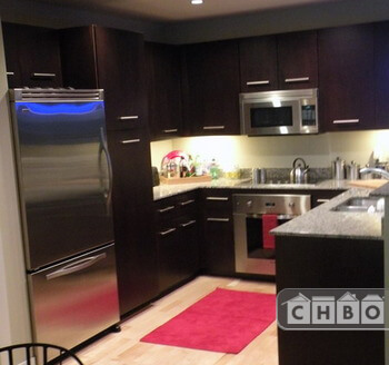 Rich dark cabinets, complimented with stainle