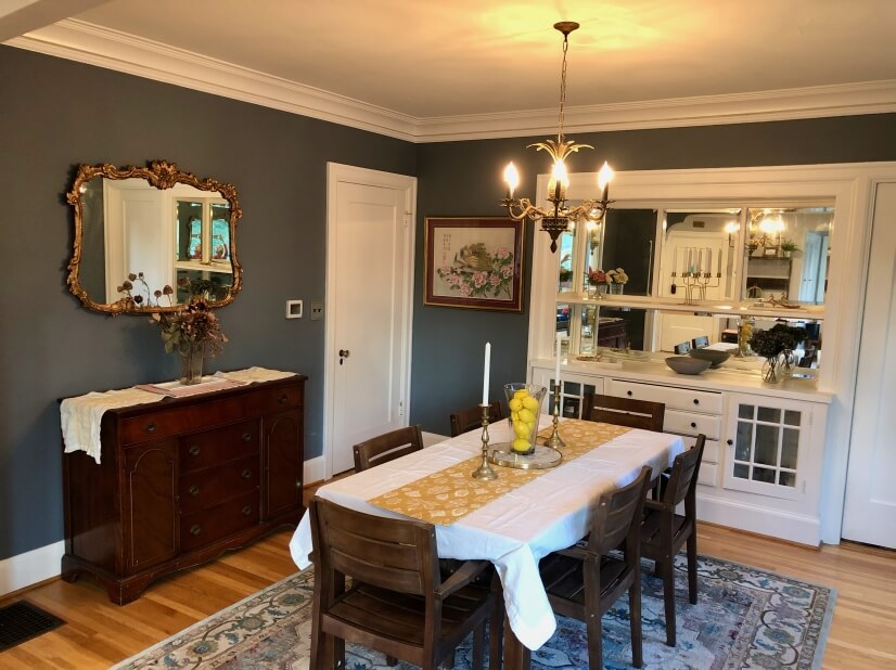 Formal dining room, seating for six, built in