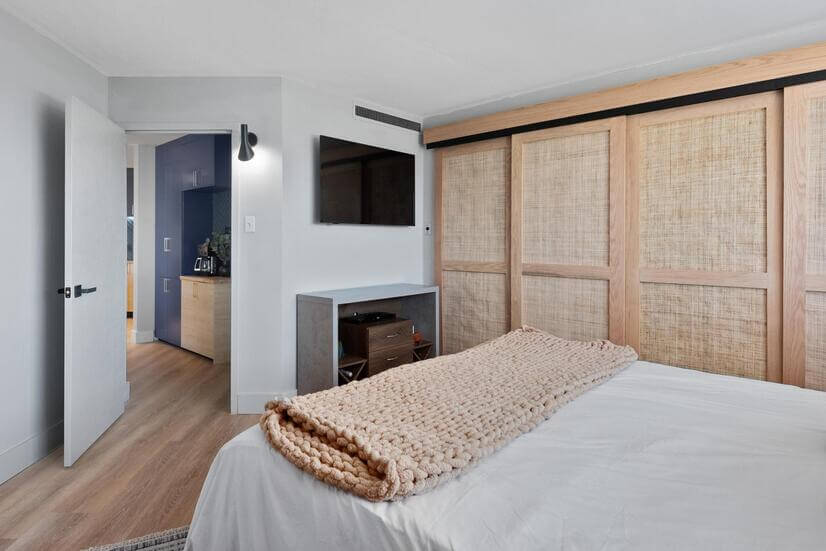 Smart TV and full size closet in the bedroom