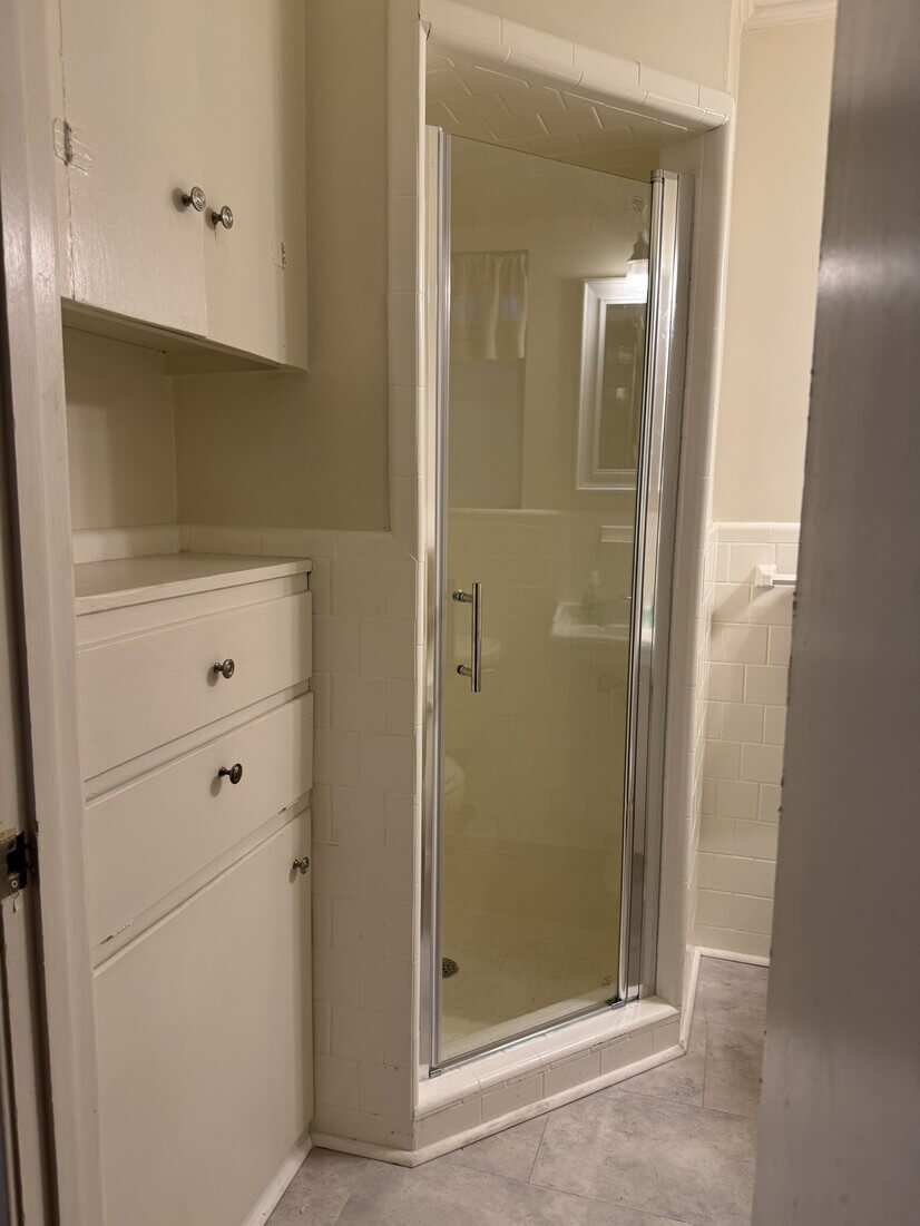 Shower in bathroom for primary bedroom