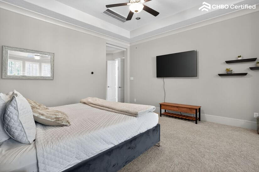 Master bedroom with smart TV