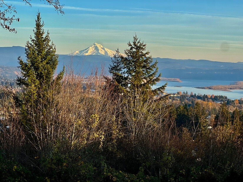 View of Mt Hood from deck