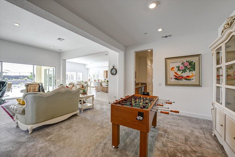 Open game room for entertainment and enjoyment