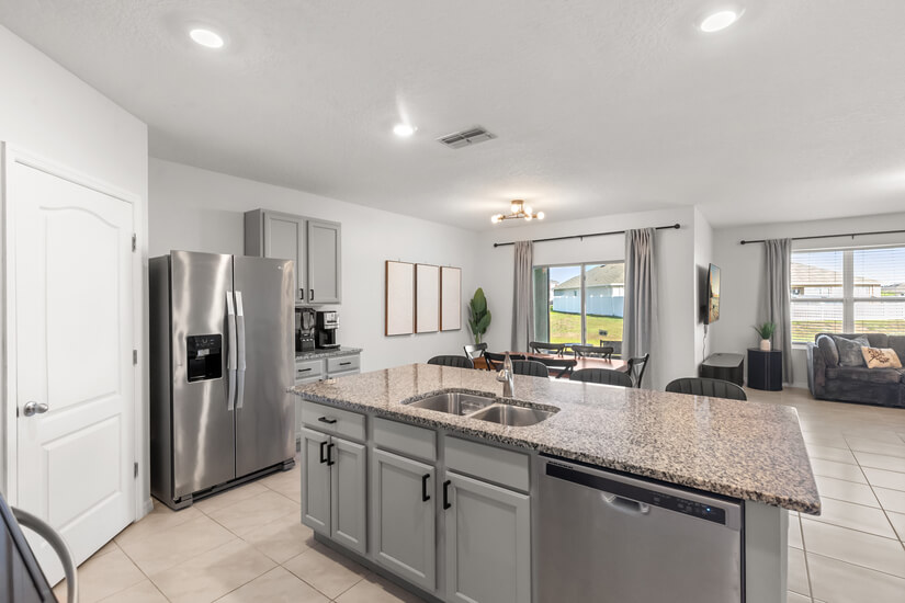 Spacious kitchen with island
