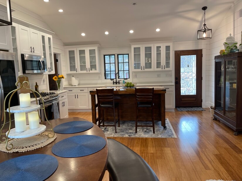 Kitchen with large island d dining area