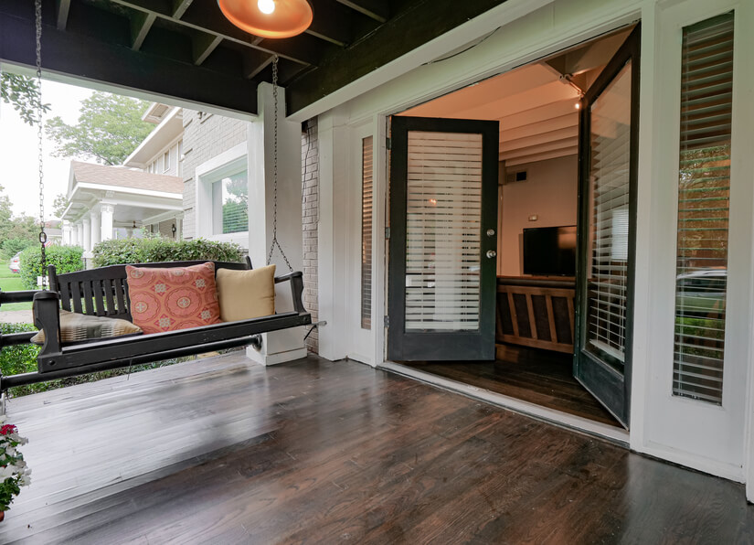 Front Porch with French Doors to Living Room
