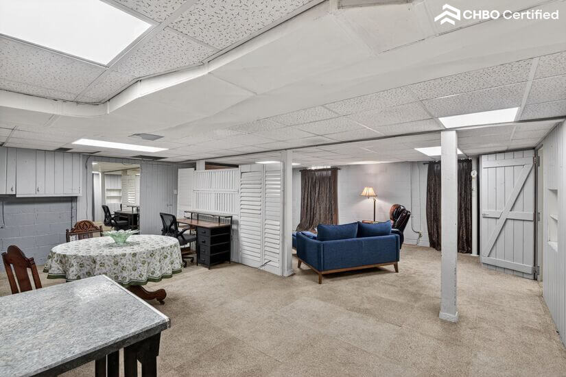 basement work area & rec room