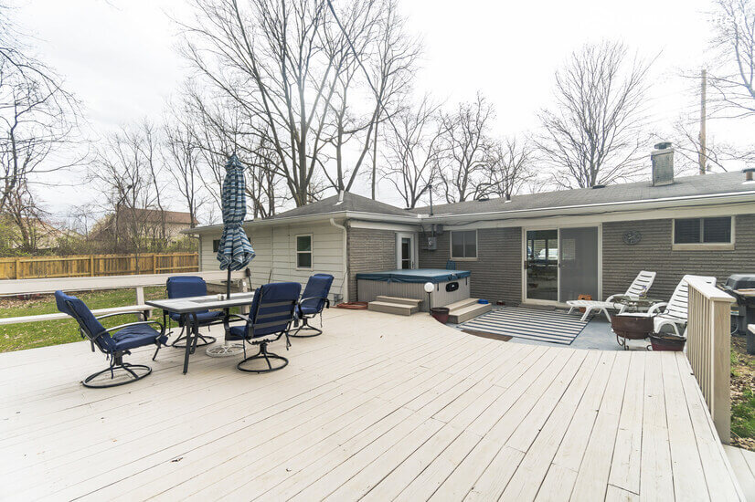 Back of house and wood deck.
