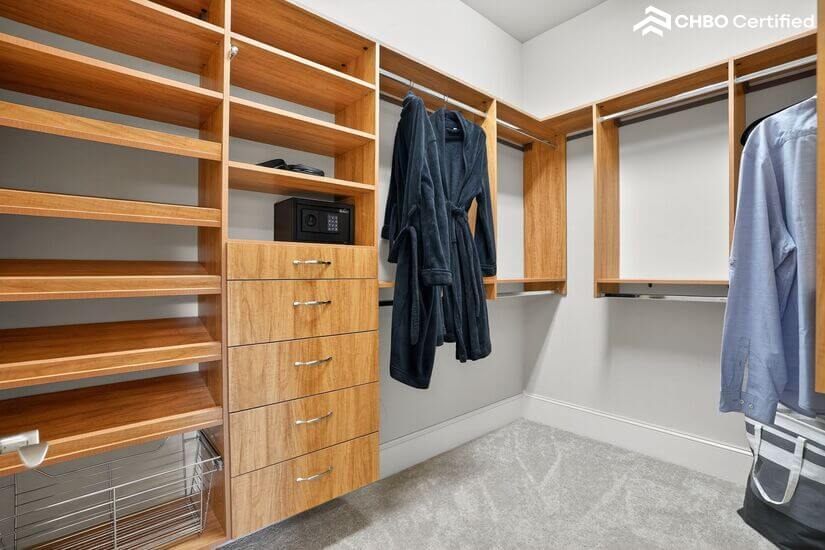 Walk-in closet with custom shelving