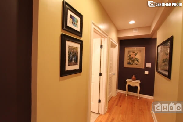 Hall separating the bedrooms from living area