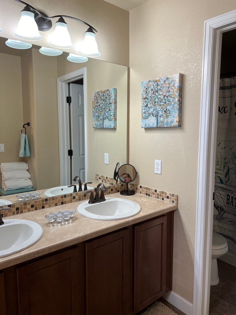 1st bathroom vanity/walk in closet to the left