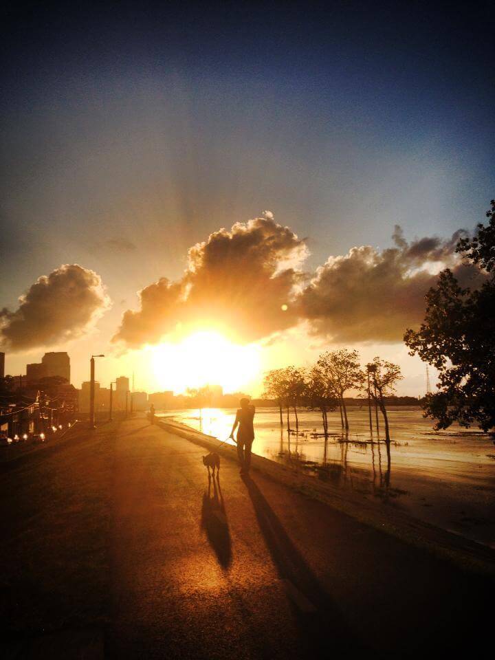 Sunset on the levee, 3 blocks away