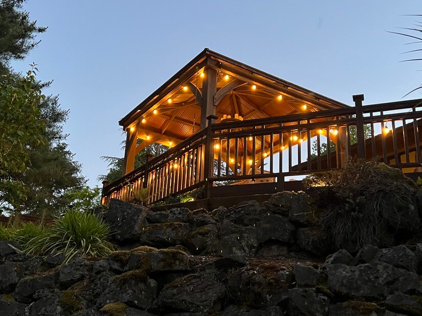 Outdoor covered living room.