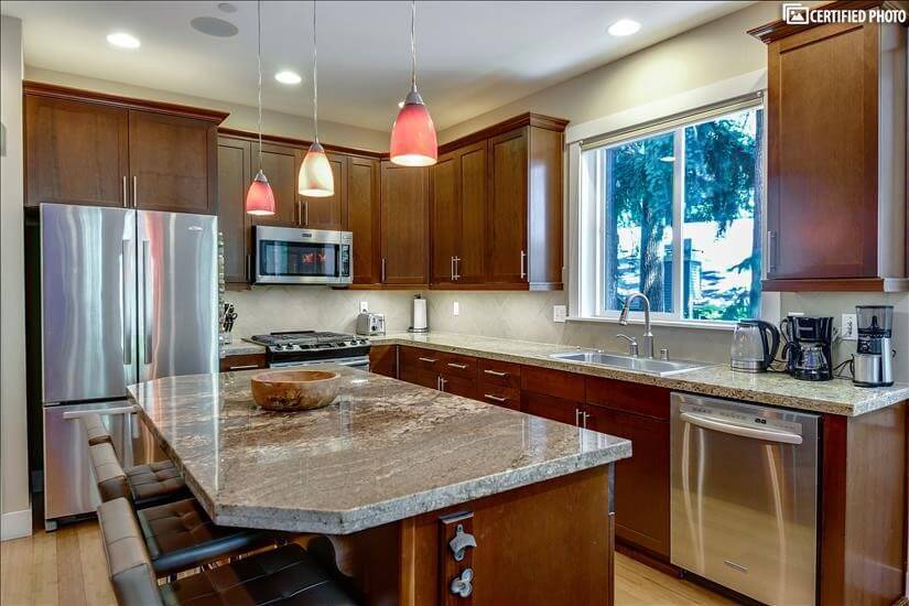 Kitchen with all granite countertops