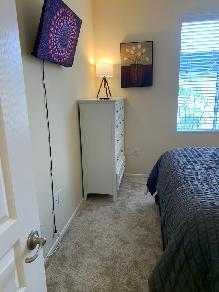 Large dresser. Wall mounted TV