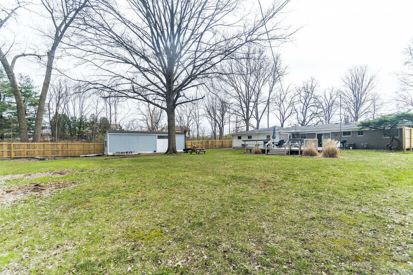Large fenced back yard. Storage shed not available.