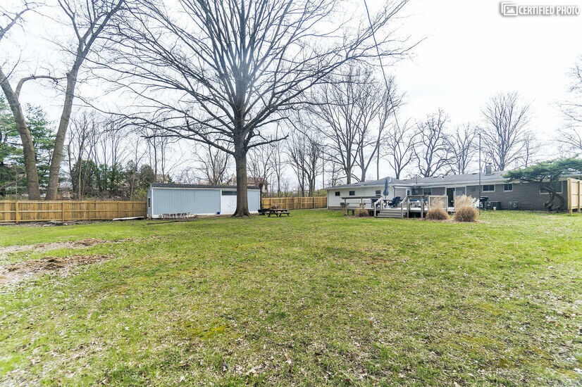 Large fenced back yard. Storage shed not available.