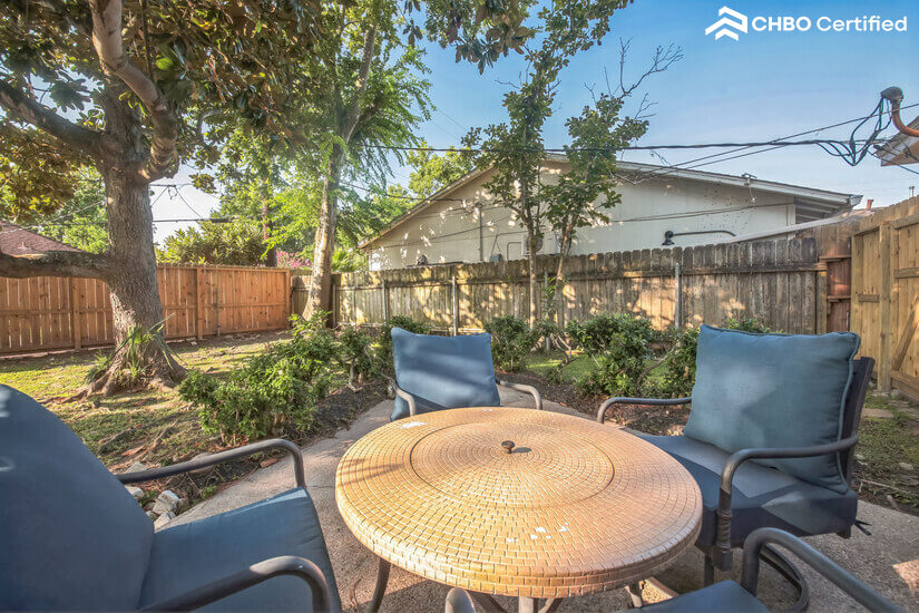 Enjoy a coffee or glass of wine on the cozy patio