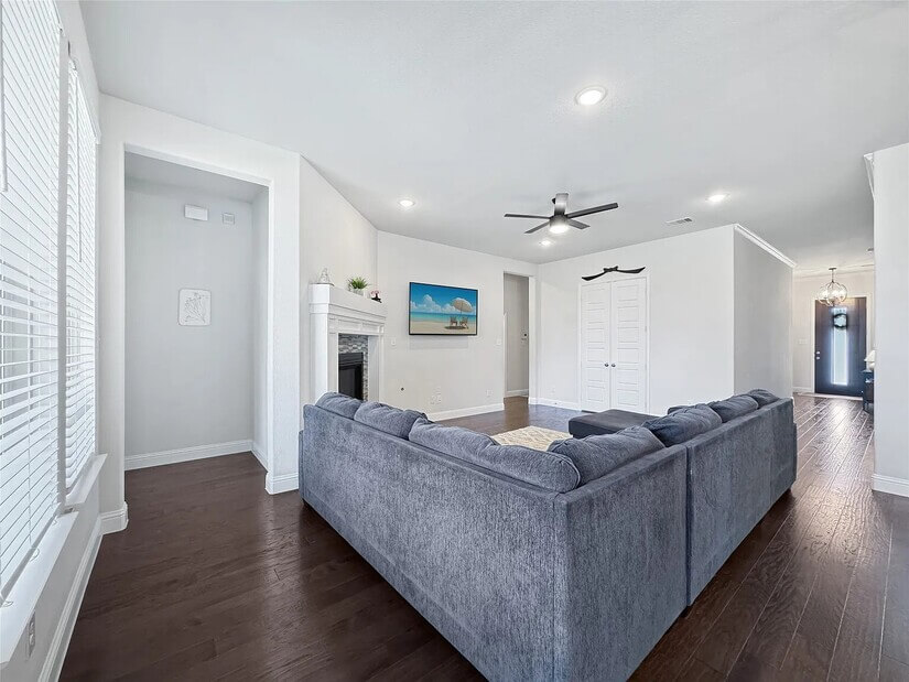 Living room from back of home