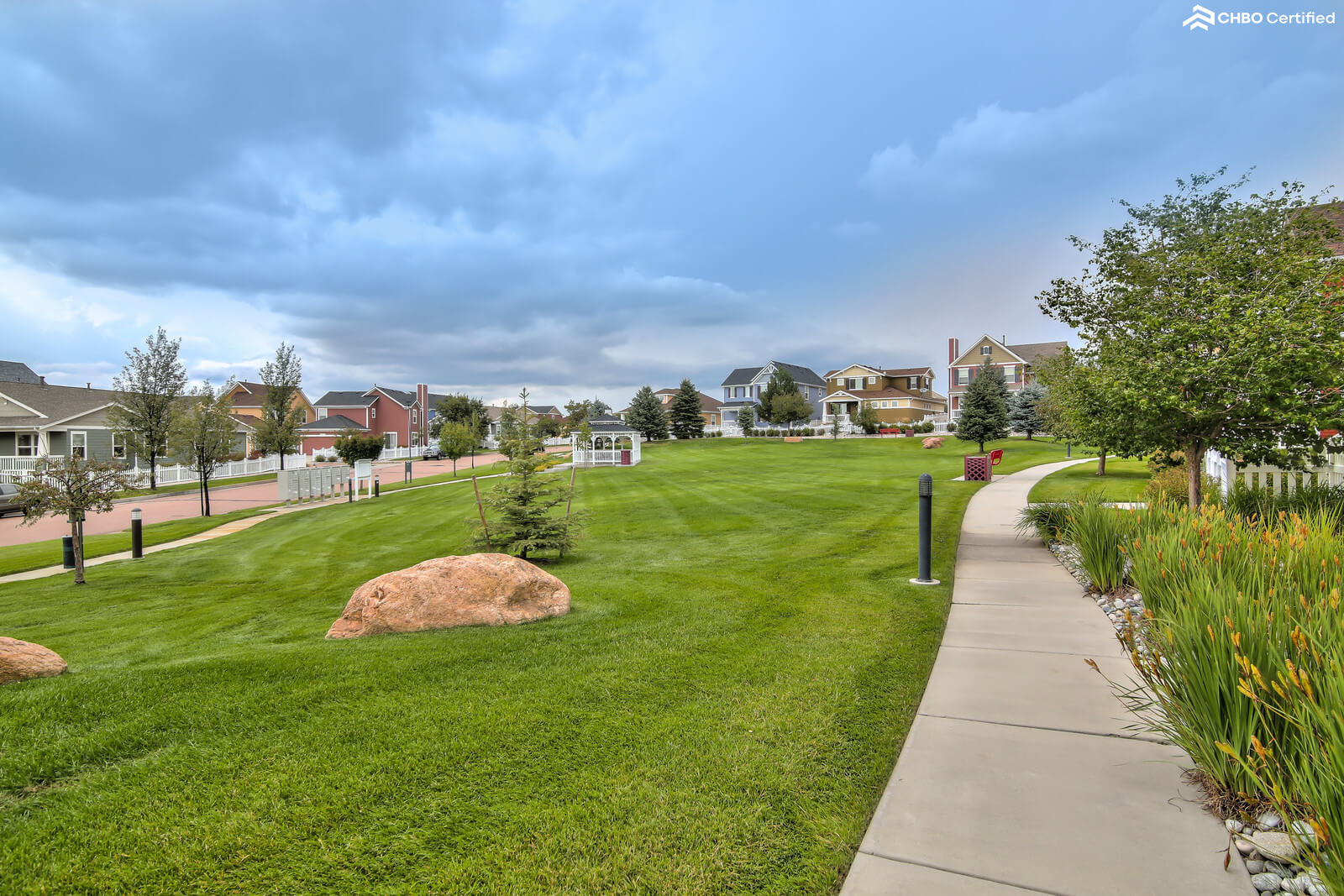 Beautiful walking path through neighborhood.