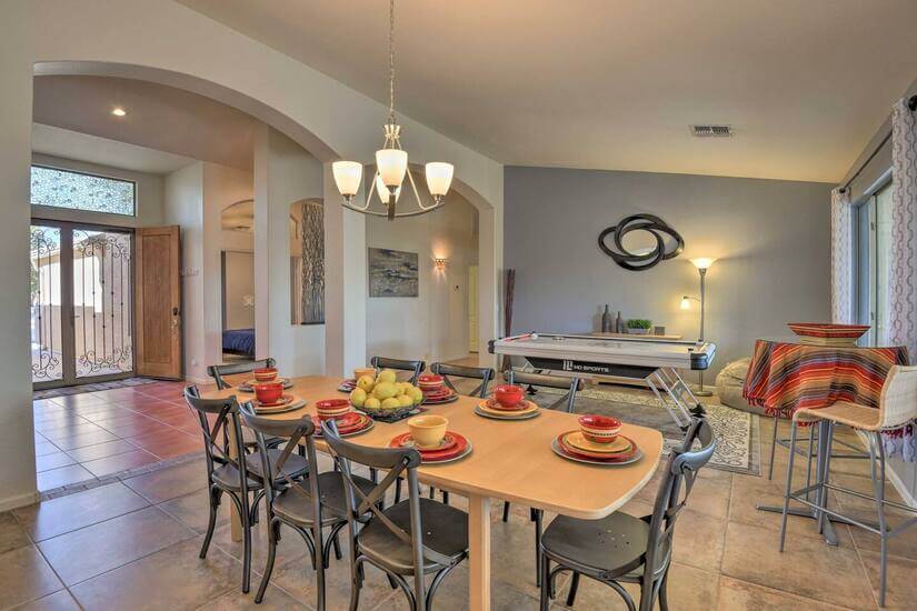 Open concept dining room and family room