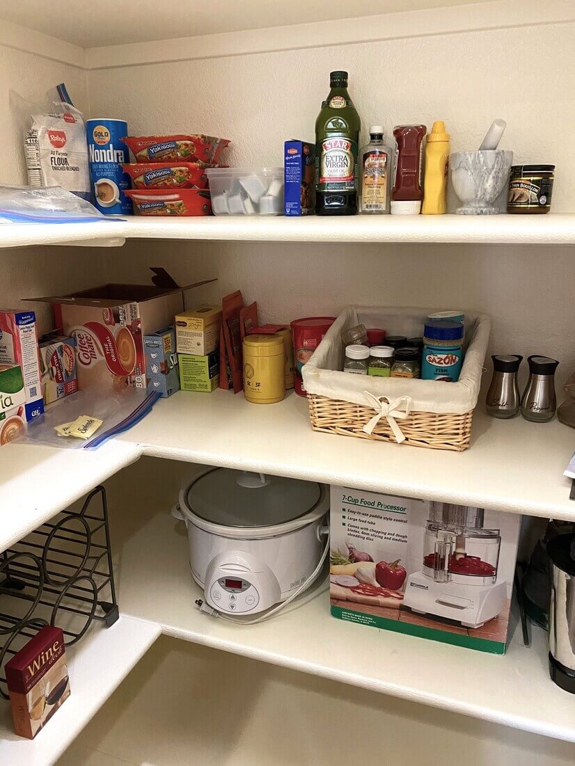 appliances in pantry with starter supplies