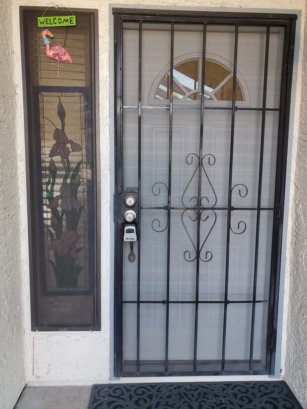 Covered Front Entry with Secure Screen Door