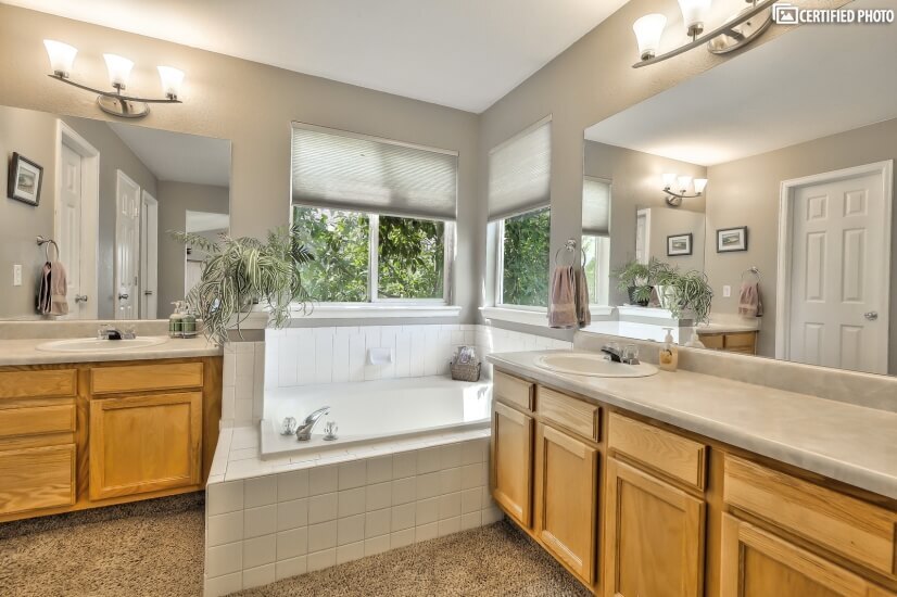 Large 5 piece bathroom in master